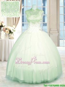 Beautiful Green Sleeveless Beading Floor Length Quince Ball Gowns