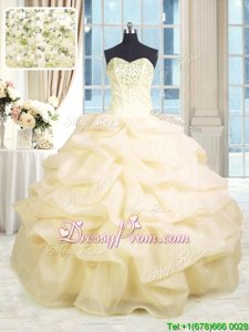 Free and Easy Champagne Ball Gown Prom Dress Military Ball and Sweet 16 and Quinceanera and For withBeading and Ruffles Sweetheart Sleeveless Lace Up
