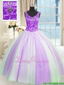Custom Fit Multi-color Sleeveless Tulle Lace Up 15 Quinceanera Dress forMilitary Ball and Sweet 16 and Quinceanera