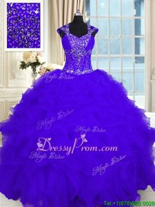 Clearance Floor Length Lace Up Quinceanera Dresses Purple and In forMilitary Ball and Sweet 16 and Quinceanera withBeading and Ruffles