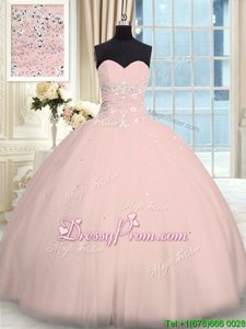 Fantastic Floor Length Pink Quinceanera Gown Sweetheart Sleeveless Lace Up