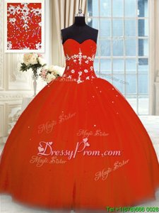 Captivating Rust Red Sleeveless Appliques Floor Length Sweet 16 Dress