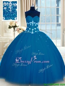 Admirable Navy Blue Vestidos de Quinceanera Military Ball and Sweet 16 and Quinceanera and For withAppliques Sweetheart Sleeveless Lace Up