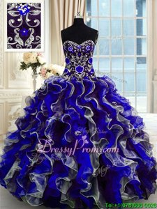 Fine Sweetheart Sleeveless Lace Up Ball Gown Prom Dress Multi-color Organza