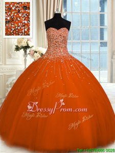 Ideal Floor Length Ball Gowns Sleeveless Rust Red Quinceanera Dress Lace Up