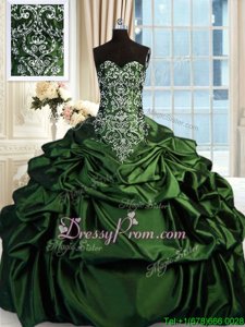 Exceptional Sweetheart Sleeveless Taffeta Sweet 16 Dresses Beading and Embroidery and Pick Ups Zipper