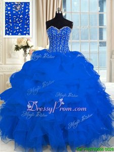 Smart Sleeveless Beading and Ruffles Lace Up Vestidos de Quinceanera