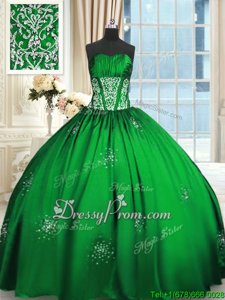 Flare Floor Length Spring Green Ball Gown Prom Dress Strapless Sleeveless Lace Up