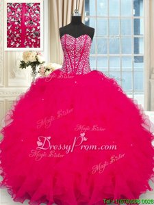 Discount Strapless Sleeveless Organza Sweet 16 Quinceanera Dress Beading and Ruffles Lace Up