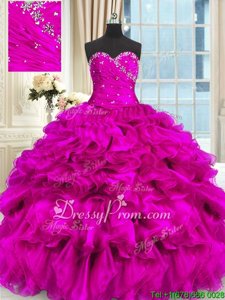 Flirting Sleeveless Beading and Ruffles Lace Up Sweet 16 Quinceanera Dress