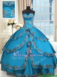 Luxury Sleeveless Beading and Embroidery and Ruffled Layers Lace Up Vestidos de Quinceanera