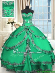 Beautiful Turquoise Sweetheart Neckline Beading and Embroidery and Ruffled Layers Quinceanera Dresses Sleeveless Lace Up