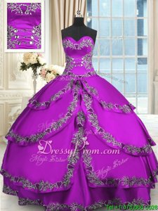 Hot Sale Floor Length Ball Gowns Sleeveless Purple 15 Quinceanera Dress Lace Up