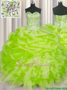 Fabulous Sleeveless Lace Up Floor Length Beading and Ruffles and Pick Ups Vestidos de Quinceanera