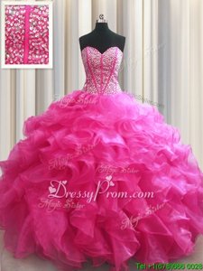 Charming Sleeveless Lace Up Floor Length Beading and Ruffles Sweet 16 Dresses
