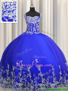 Noble Floor Length Ball Gowns Sleeveless Royal Blue Ball Gown Prom Dress Lace Up