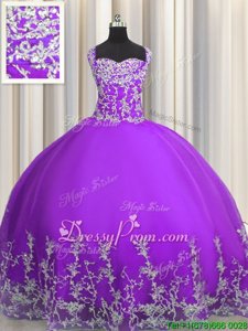 Elegant Sleeveless Lace Up Floor Length Beading and Appliques Ball Gown Prom Dress
