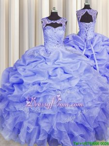 Fantastic Sleeveless Beading and Pick Ups Lace Up 15th Birthday Dress