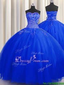 Fabulous Floor Length Royal Blue Sweet 16 Dress Sweetheart Sleeveless Lace Up