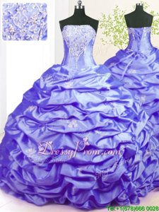 Attractive Spring and Summer and Fall and Winter Taffeta Sleeveless With Train Quinceanera Gown Sweep Train andBeading and Pick Ups