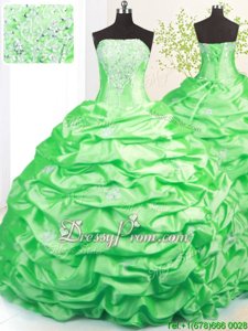 Wonderful Sleeveless Sweep Train Beading and Pick Ups Lace Up Quinceanera Dresses