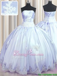Captivating Spring and Summer and Fall and Winter Taffeta Sleeveless Floor Length Quinceanera Dresses andAppliques