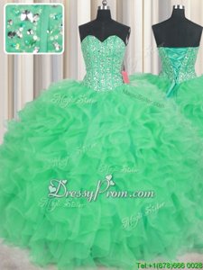 Sexy Floor Length Apple Green Sweet 16 Dress Sweetheart Sleeveless Lace Up