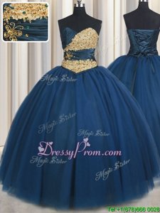 Sleeveless Chiffon Floor Length Lace Up Quinceanera Gowns inTeal forSpring and Summer and Fall and Winter withBeading and Ruching and Belt