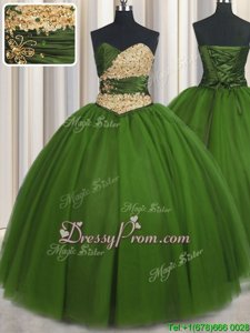 Smart Sleeveless Beading and Ruching and Belt Lace Up Quince Ball Gowns