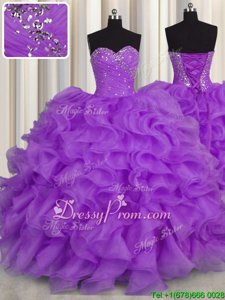 Comfortable Floor Length Purple Sweet 16 Dresses Sweetheart Sleeveless Lace Up