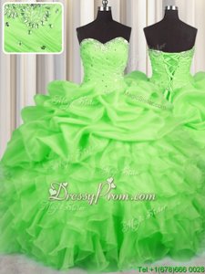 Admirable Floor Length Ball Gowns Sleeveless Spring Green Quinceanera Dress Lace Up