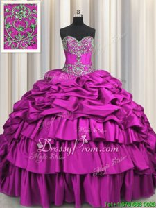 Sleeveless Beading and Embroidery and Ruffled Layers and Pick Ups Lace Up Quinceanera Gown