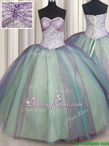 Adorable Sleeveless Beading and Sequins Lace Up Vestidos de Quinceanera