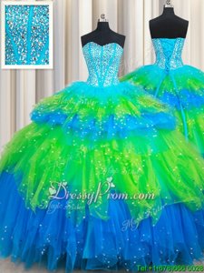 Hot Selling Floor Length Ball Gowns Sleeveless Multi-color Quinceanera Dress Lace Up