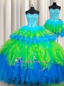 Superior Floor Length Ball Gowns Sleeveless Multi-color Quinceanera Gown Lace Up