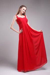 Pretty Zipper-up Sweet 15 Dresses Wide Straps Floor-length in Red