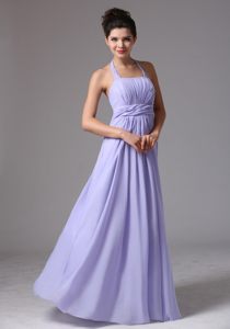 Elegant Lilac Halter Top Long Sweet 15 Dresses with Zipper up Back