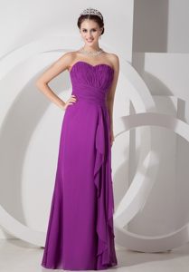 Chiffon Empire Purple Sweetheart Ruched Dama Dress in Pessac