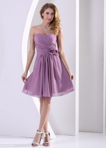 Sweetheart Dark Purple Chiffon Dama Dress with Hand Made Flower