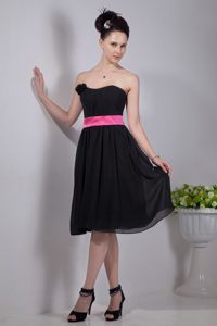 Black Strapless Empire Chiffon Sashed Quinceanera Dama Dresses