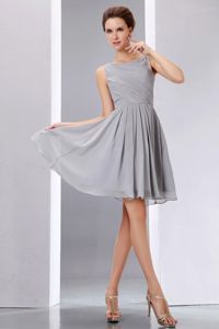 Chiffon Grey Scoop Short Quinceanera Dama Dresses with Ruching