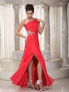 Slitted one Shoulder Prom Dress for Rent Colors To Choose