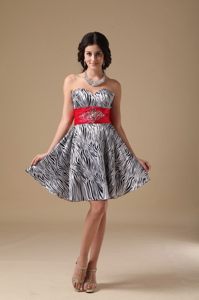 White and Black Zebra Print Sweetheart Short Prom Party Dress