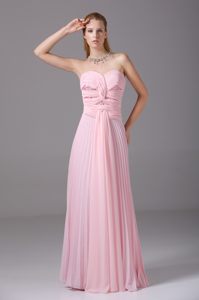 Ruched and Beaded Baby Pink Dresses for Prom with Pleats 2014