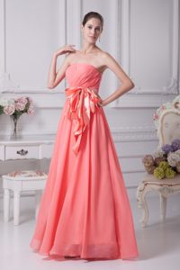Ruches and Sash Accent Dresses for Prom Princess in Watermelon