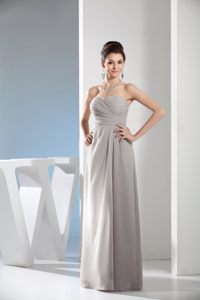 Novato CA Ruched Sweetheart Floor Length Senior Prom of Gray Chiffon