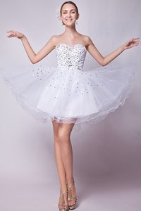 White Sweetheart Beading Mini Prom Dress 2013 Designed for A-line