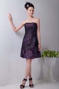 Black Tulle Overlay Purple Mini Prom Homecoming Dress with Flowers