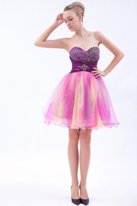 Multi-color A-line Sweetheart Mini-length Beading Prom Cocktail Dress