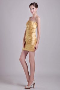 Strapless Ruched Gold Short Prom Dress for Girls in Canoga Park